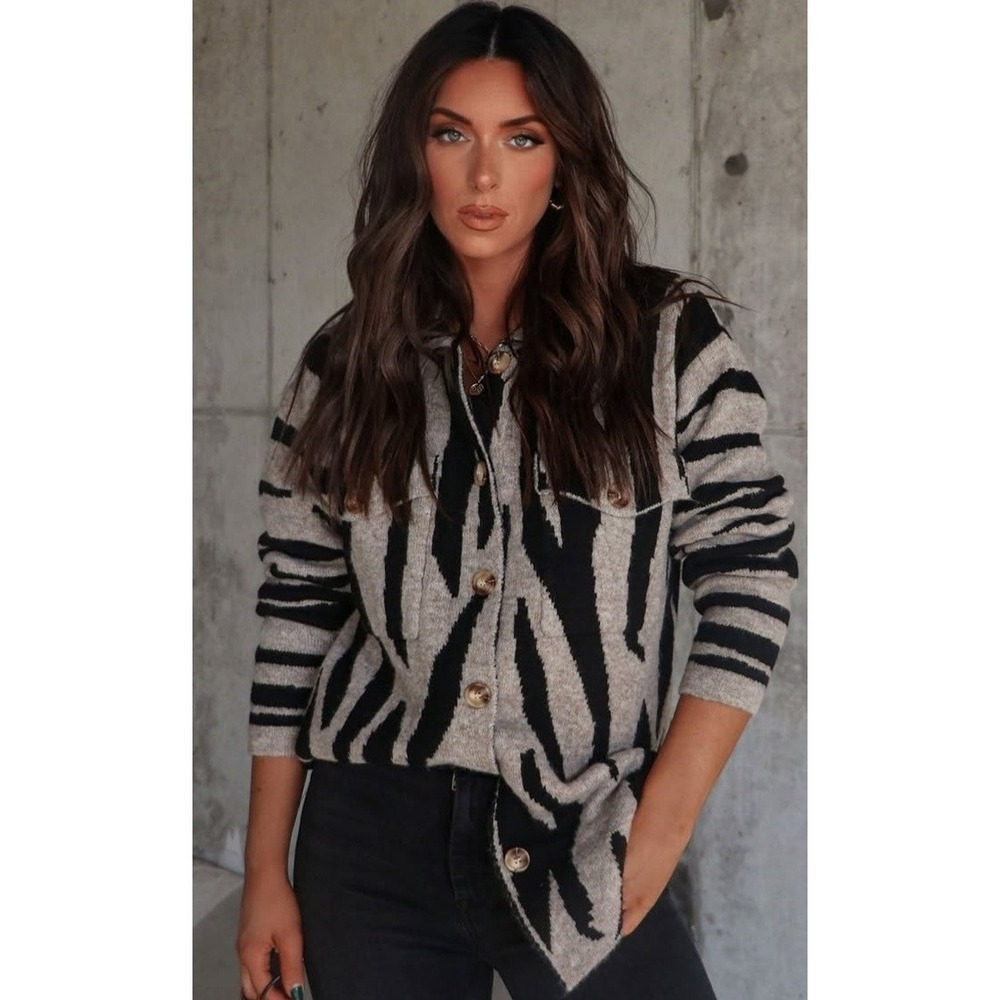 Vici Safari Zebra Print Shacket Black Ivory Women's Sz S Edgy Glam Rock Chic